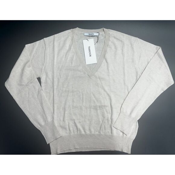 Thakoon NWT V-Neck Sweater Light Beige in Size X-Small‎ - Picture 1 of 4